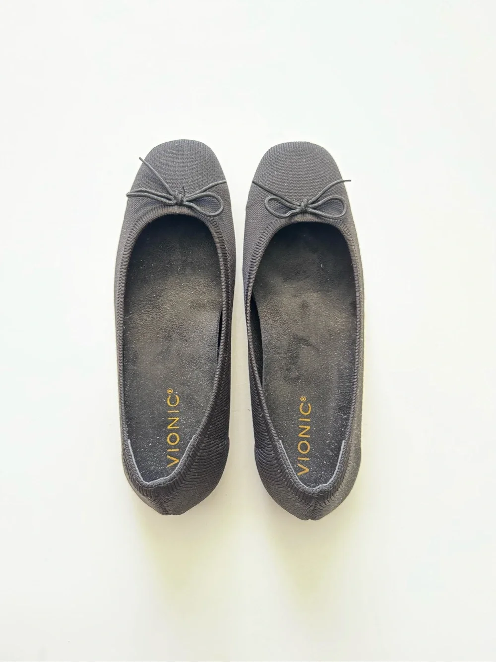 Vionic Klara Black Knit Square Toe Ballet Flats with Bow size 7